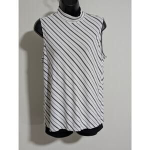 Chico's Sleeveless Striped Mock TurtleNeck Tank Top Blouse Size 2 (US Large )